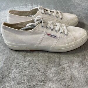 Superga Sneaker Shoe Womens 9‎ Mens 7.5 White Canvas Lace Up Classic Comfortable